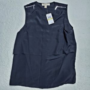 NWT Michael Kors Zipper Shoulder Blouse Black